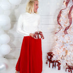 Avery Red Pleated Maxi Skirt