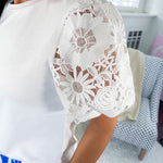 Avi White Lace Sleeve Top Lucy Paris