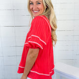 Baines Coral Yoke Top Umgee