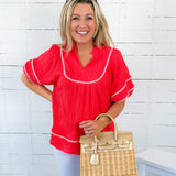 Baines Coral Yoke Top Umgee