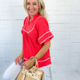 Baines Coral Yoke Top Umgee