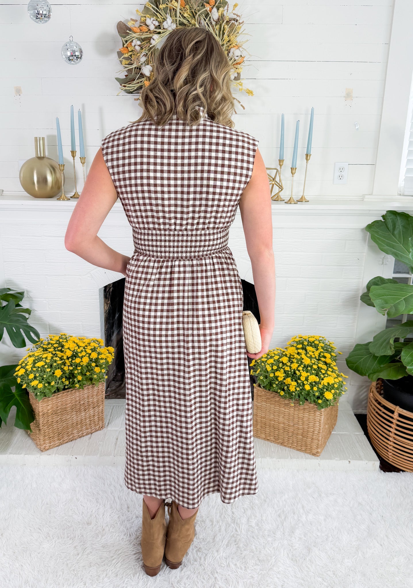 Baker Chocolate Gingham Maxi Dress Entro