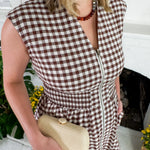 Baker Chocolate Gingham Maxi Dress Entro