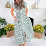 Baker Forest Green Gingham Maxi Dress Entro
