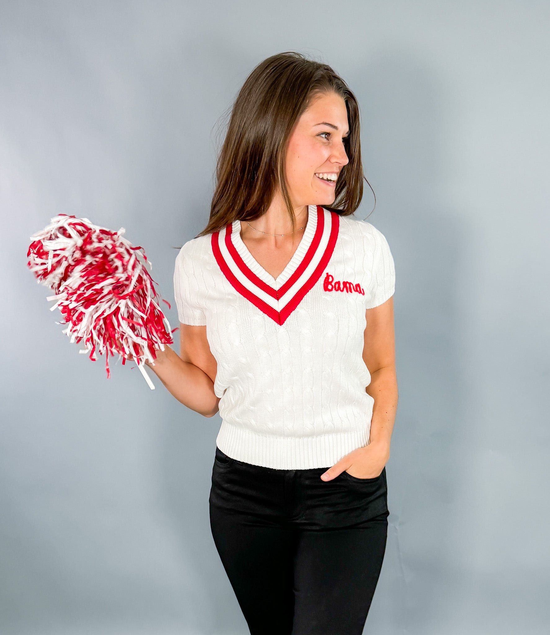 Bama Cable V-Neck Sweater