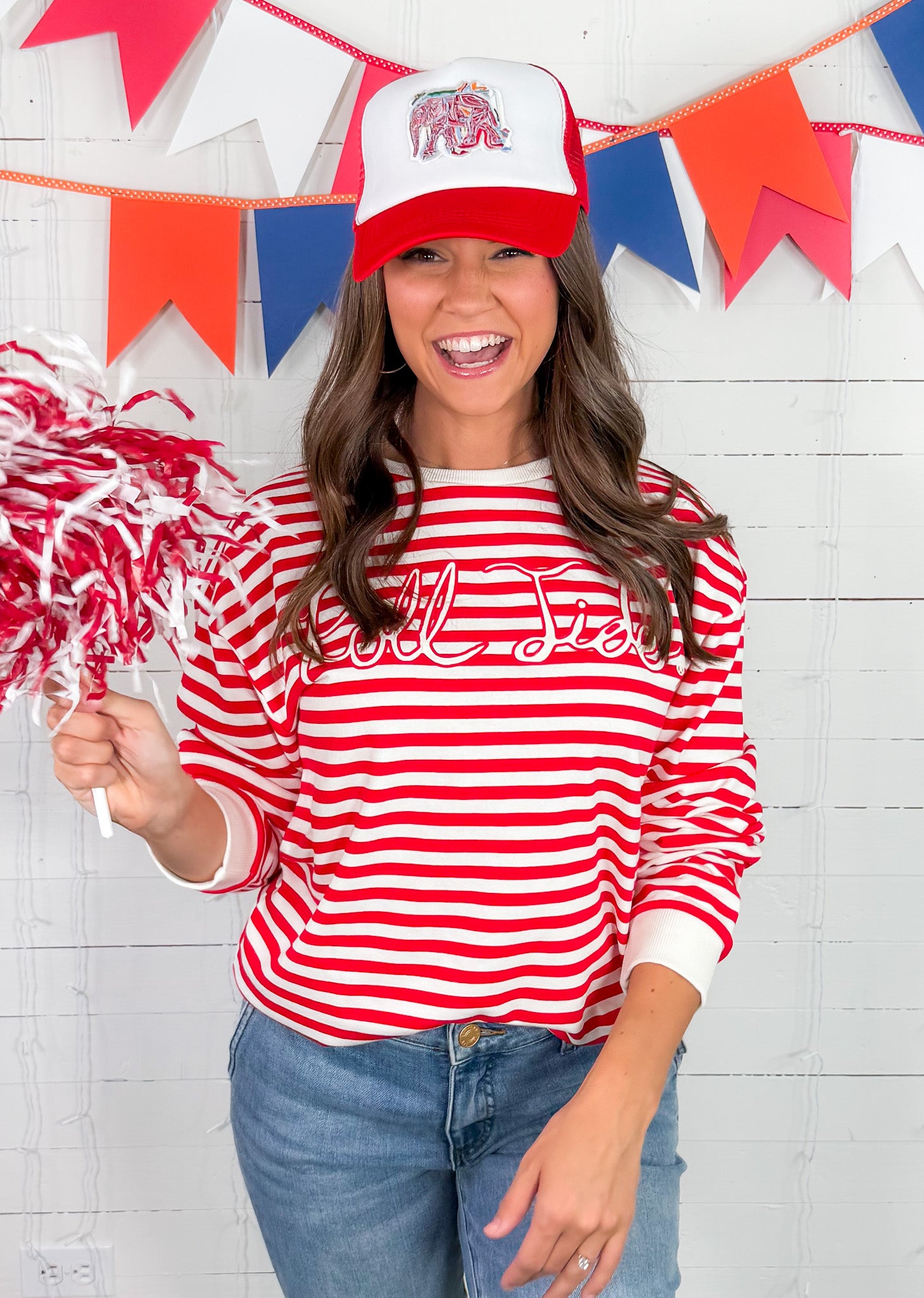 Bama Red + White Crimson Tide Hi-Dive Sweatshirt