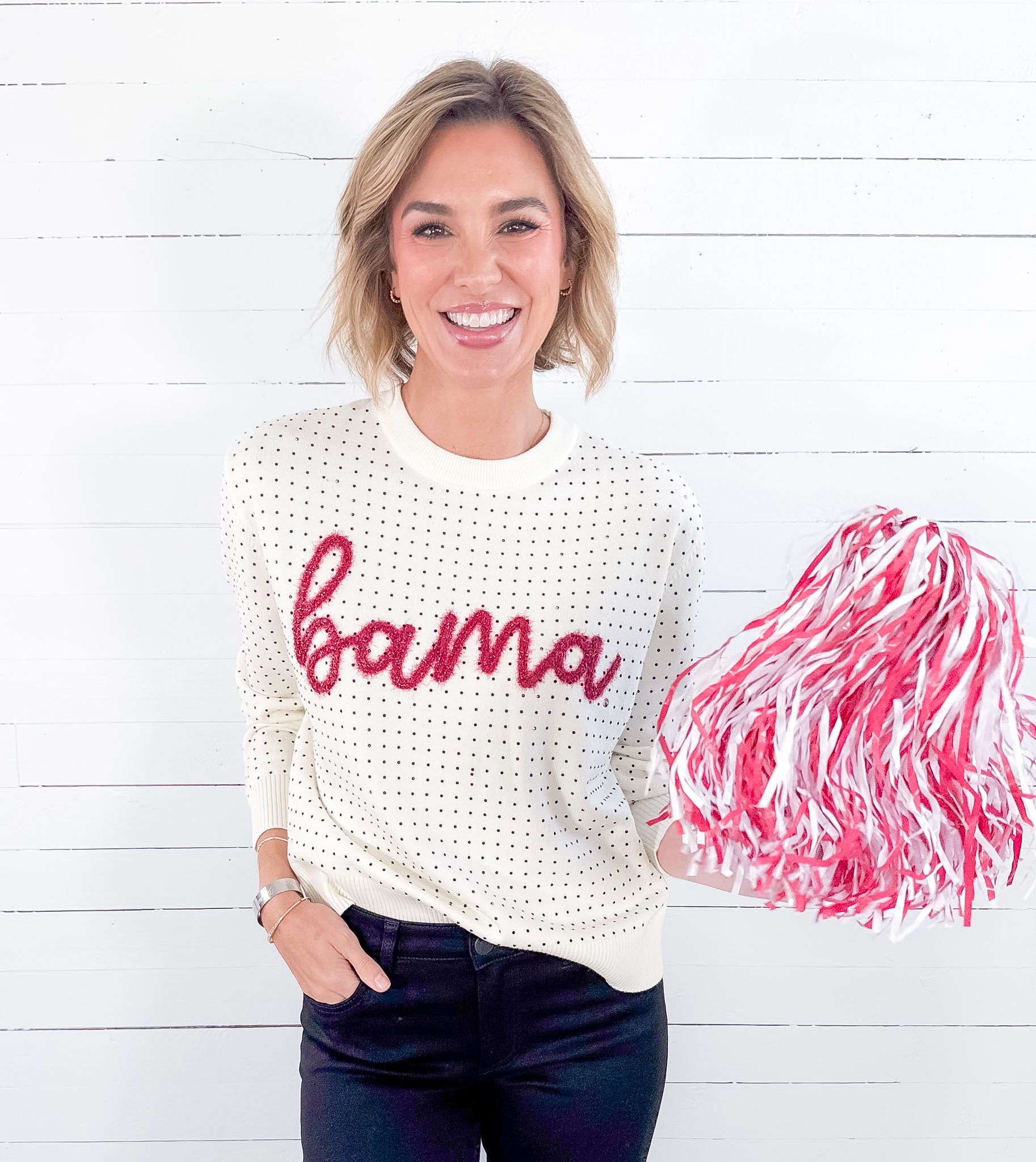 Bama Rhinestone Sweater Stewart Simmons