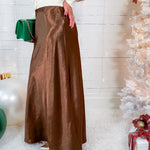 Barbara Bronze Satin Maxi Skirt Lucy Paris
