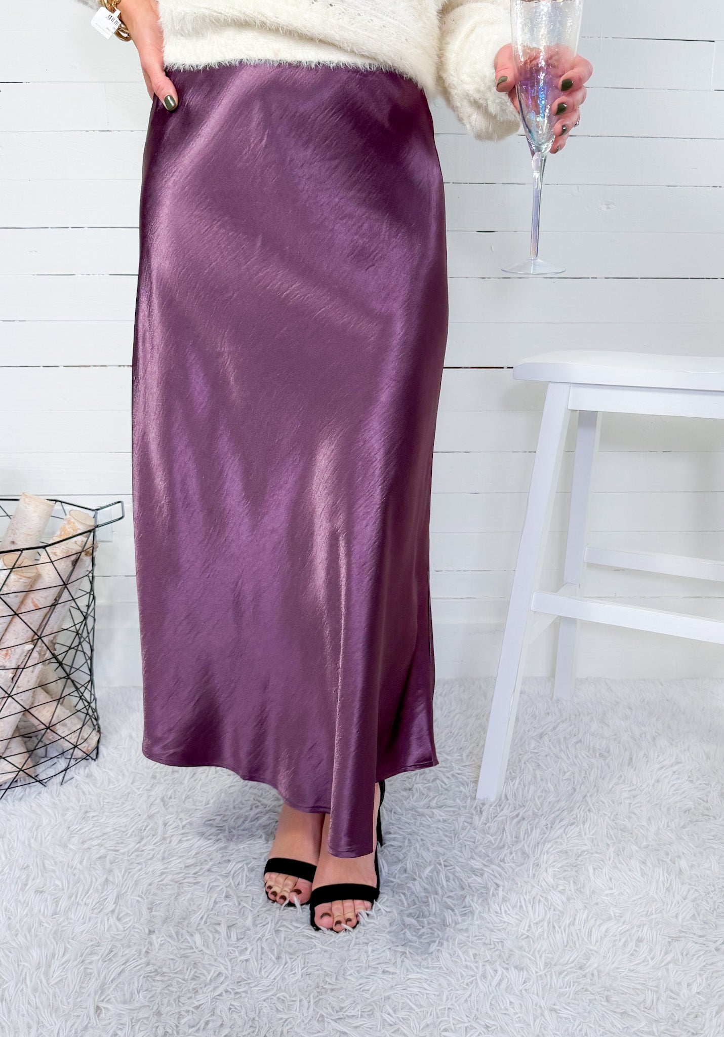 Barbara Plum Satin Skirt Lucy Paris