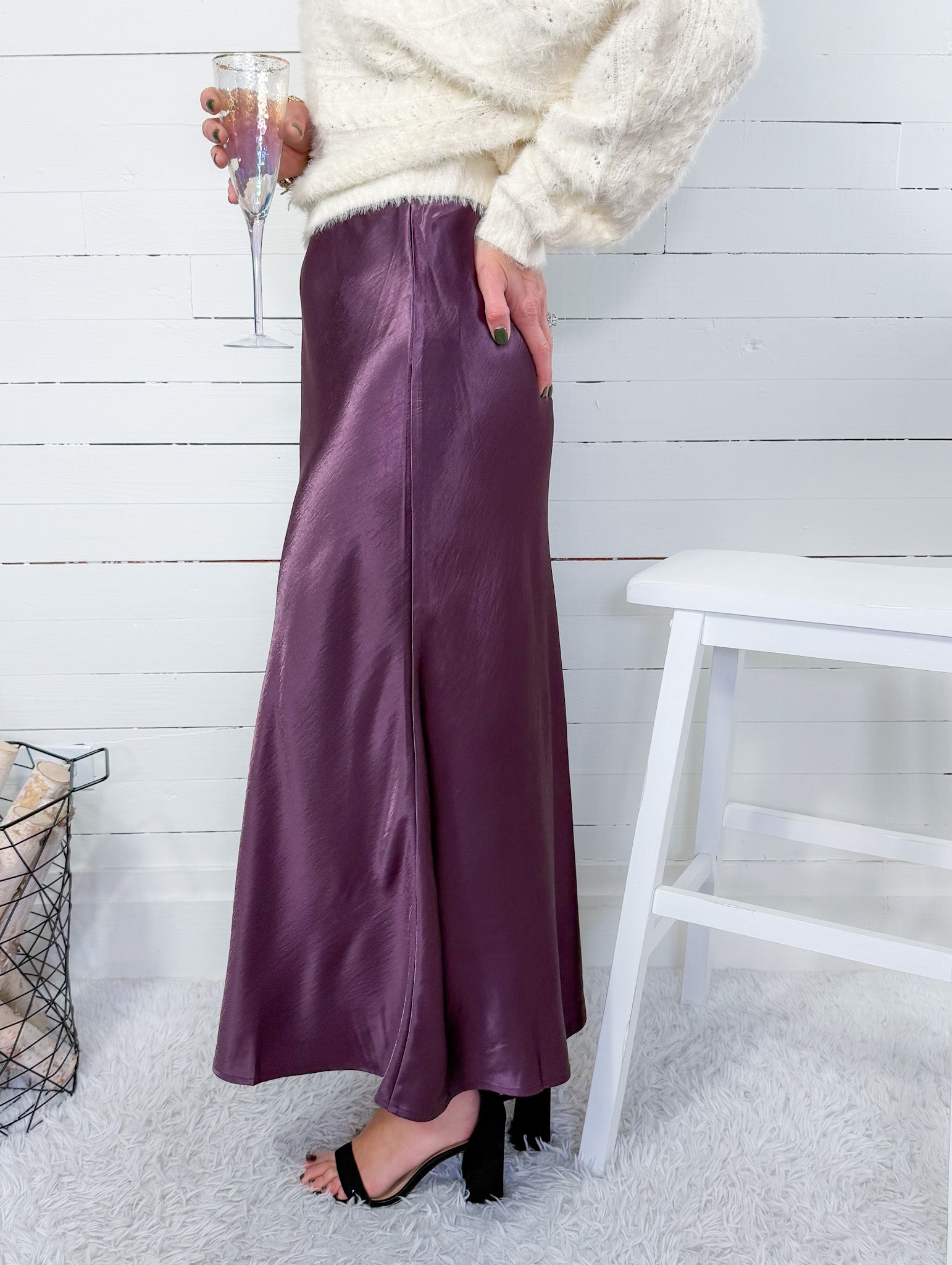 Barbara Plum Satin Skirt Lucy Paris