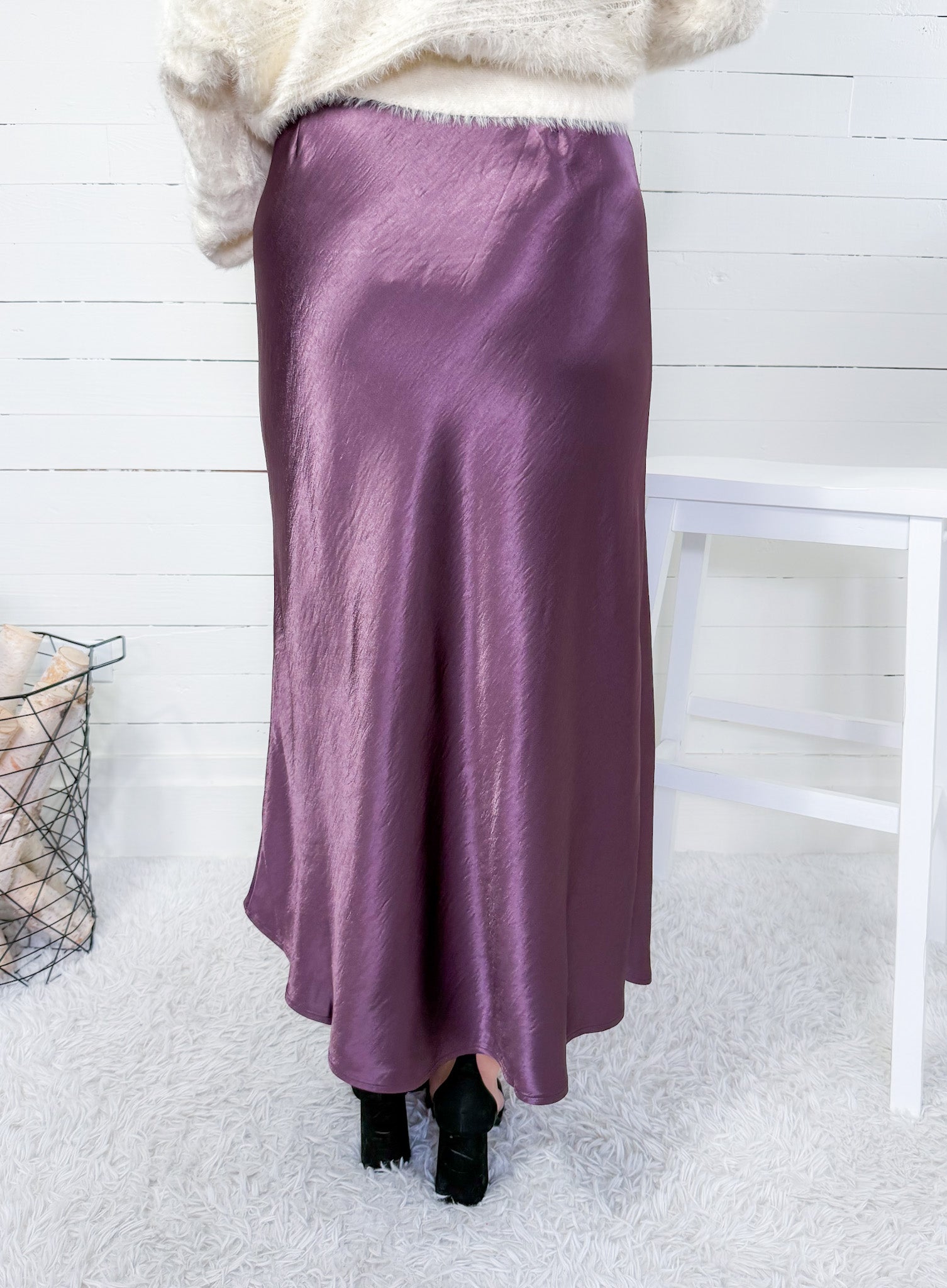 Barbara Plum Satin Skirt Lucy Paris