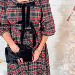Barber Black Plaid + Velvet Maxi Dress Entro