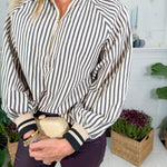 Barclay Black Striped Quarter Zip Top Entro