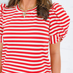 Barham Red + White Stripe Midi Dress Glam
