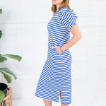 Barham Royal Blue Stripe Midi Dress Glam