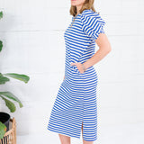 Barham Royal Blue Stripe Midi Dress Glam