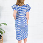 Barham Royal Blue Stripe Midi Dress Glam
