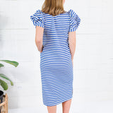 Barham Royal Blue Stripe Midi Dress Glam