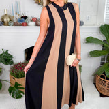 Barker Mocha + Black Striped Dress THML