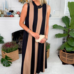 Barker Mocha + Black Striped Dress THML
