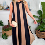 Barker Mocha + Black Striped Dress THML
