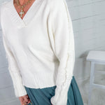 Barnes White Fray Sweater Elan