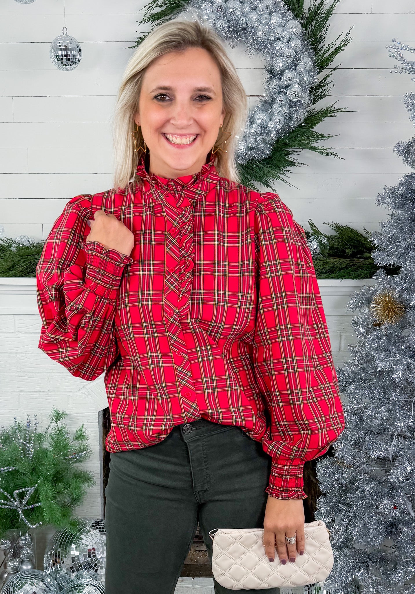 Barton Red Plaid Top Entro