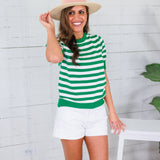 Bates Classic Green Stripe Sweater
