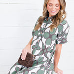 Bates Olive Abstract Camp Shirt Dress Entro