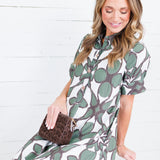 Bates Olive Abstract Camp Shirt Dress Entro