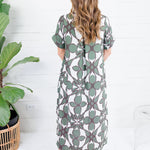 Bates Olive Abstract Camp Shirt Dress Entro