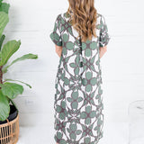 Bates Olive Abstract Camp Shirt Dress Entro