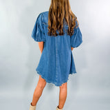 Baxter Denim Ruffle Mini Dress Karlie