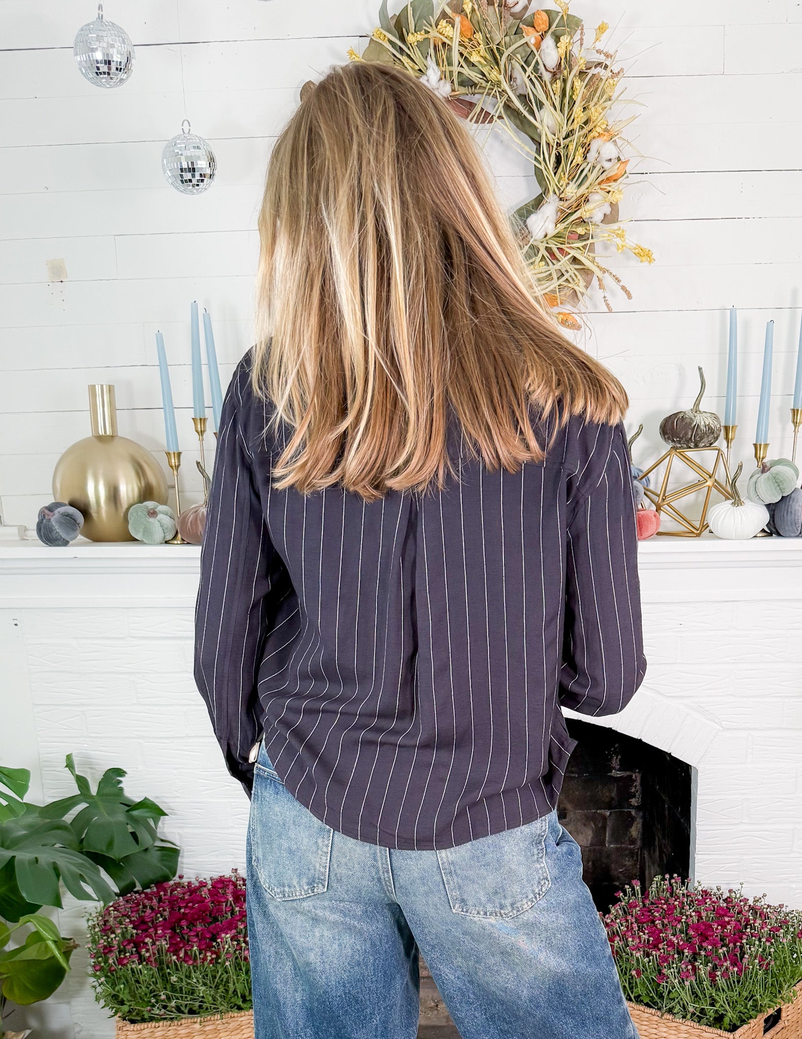 Baxter Faded Black Stripe Boxy Top BOBI