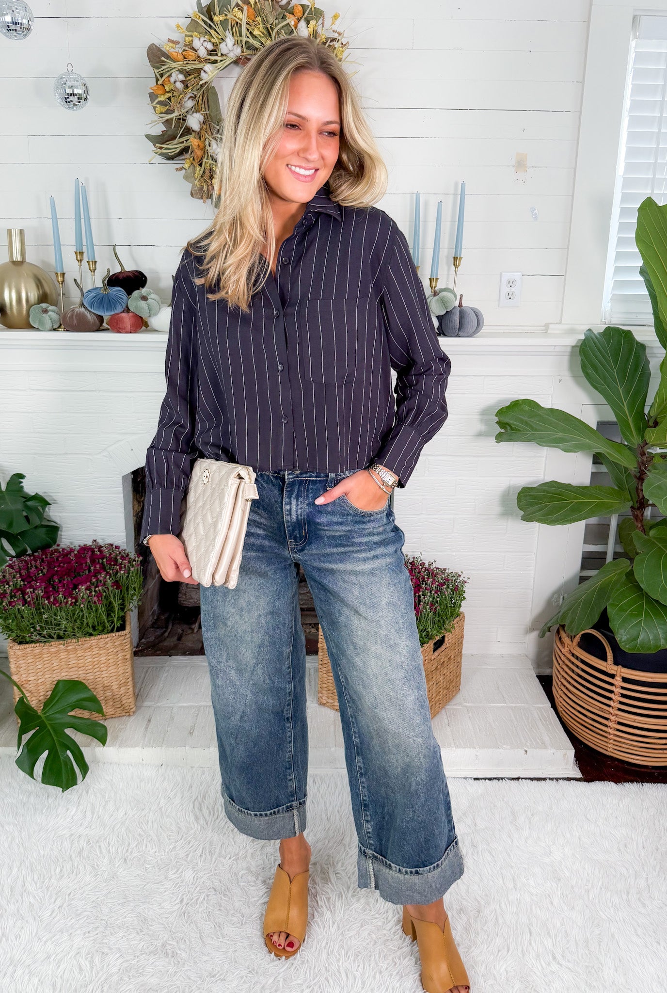 Baxter Faded Black Stripe Boxy Top BOBI