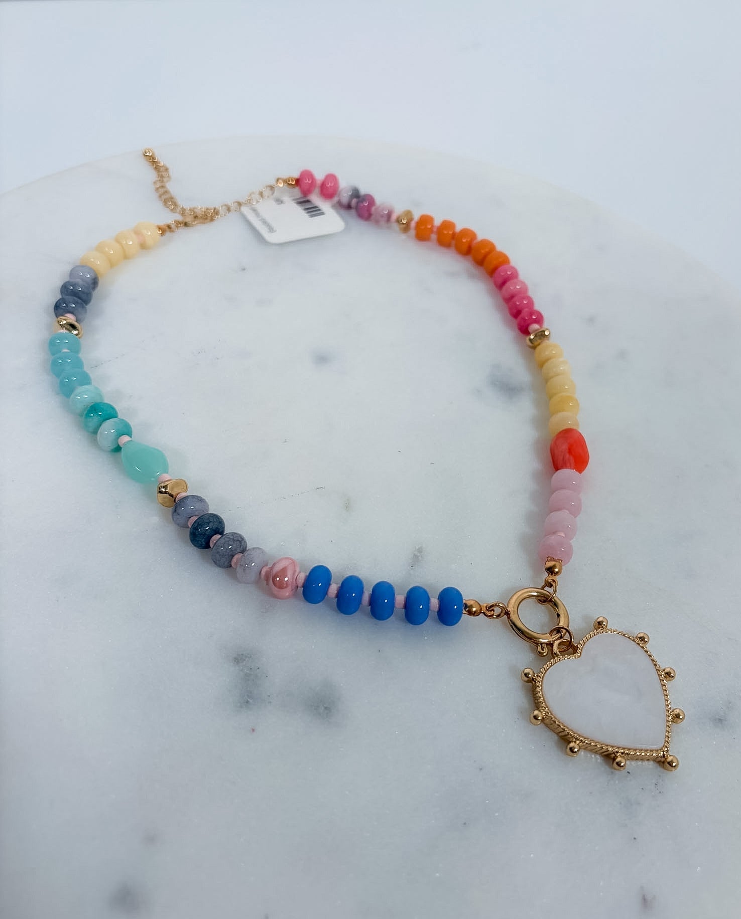 Beaded Heart Charm Necklace