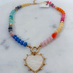 Beaded Heart Charm Necklace