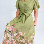 Beard Olive Floral Edged Dress Entro