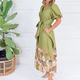 Beard Olive Floral Edged Dress Entro