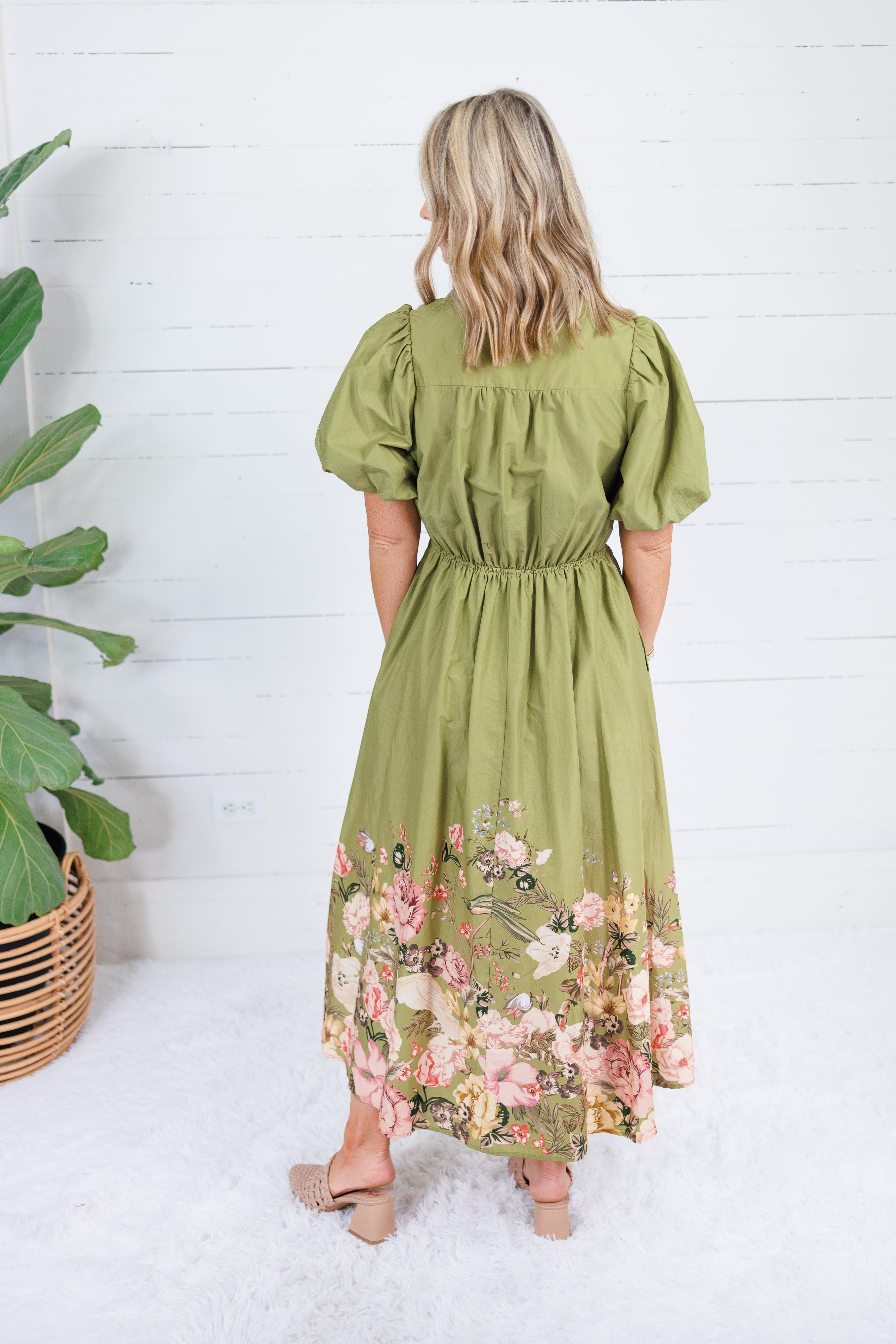 Beard Olive Floral Edged Dress Entro