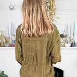 Beatty Olive Geometric Button Top Entro