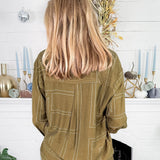 Beatty Olive Geometric Button Top Entro
