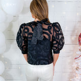 Bella Black Organza Grid Top Emily McCarthy