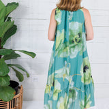 Bellamy Sage Watercolor Floral Maxi Dress Glam