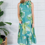 Bellamy Sage Watercolor Floral Maxi Dress Glam