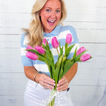 Belle White + Blue Stripe Collar Sweater Sunday Edition