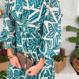 Bellevue Teal Tiered Midi Dress