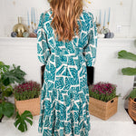 Bellevue Teal Tiered Midi Dress