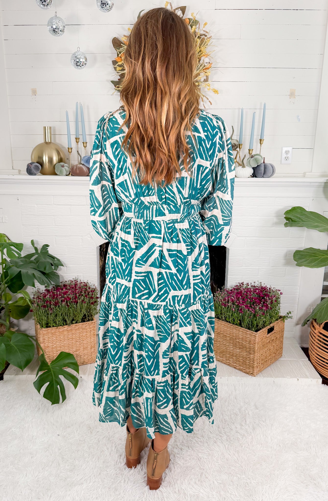 Bellevue Teal Tiered Midi Dress