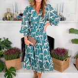 Bellevue Teal Tiered Midi Dress